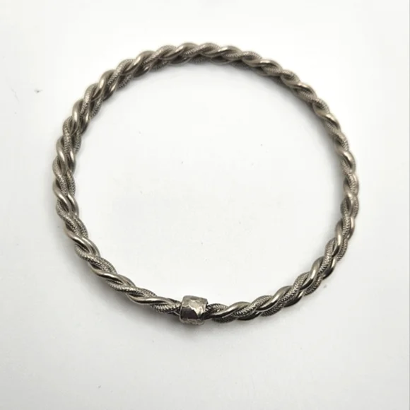 🟢3/$19🟢 Handmade Silver Twisted Double Dual Bangle Bracelet Stack - Picture 5 of 7